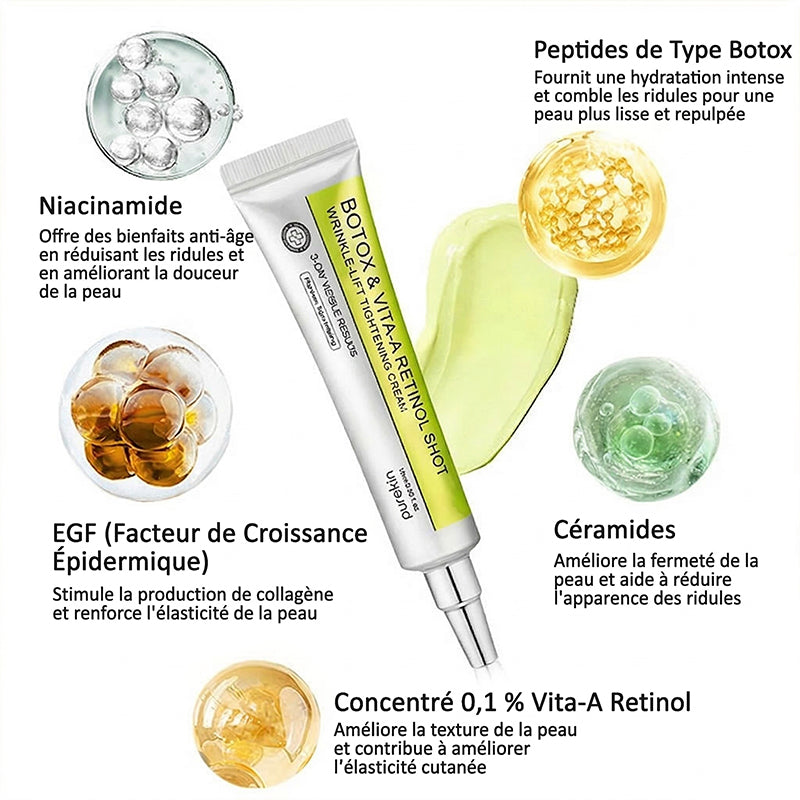 Crème liftante et régénératrice PUREKIN Advanced Peptide Botox-Style + Rétinol Vita-A